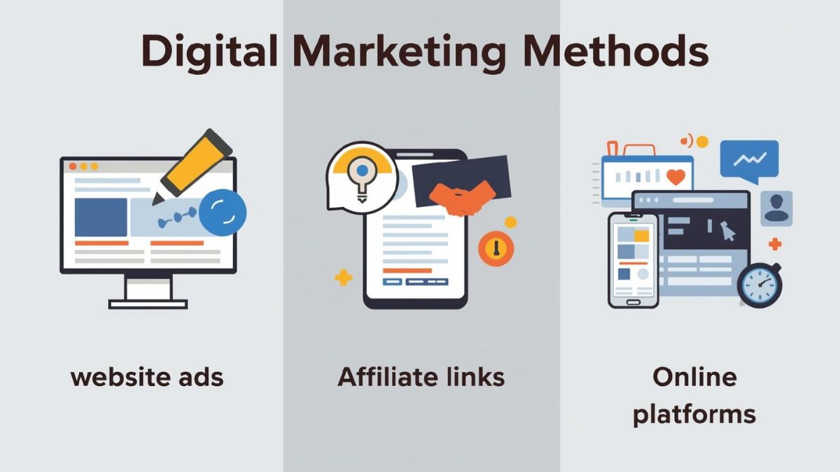 comparison of online income methods affiliate marketing and ads
